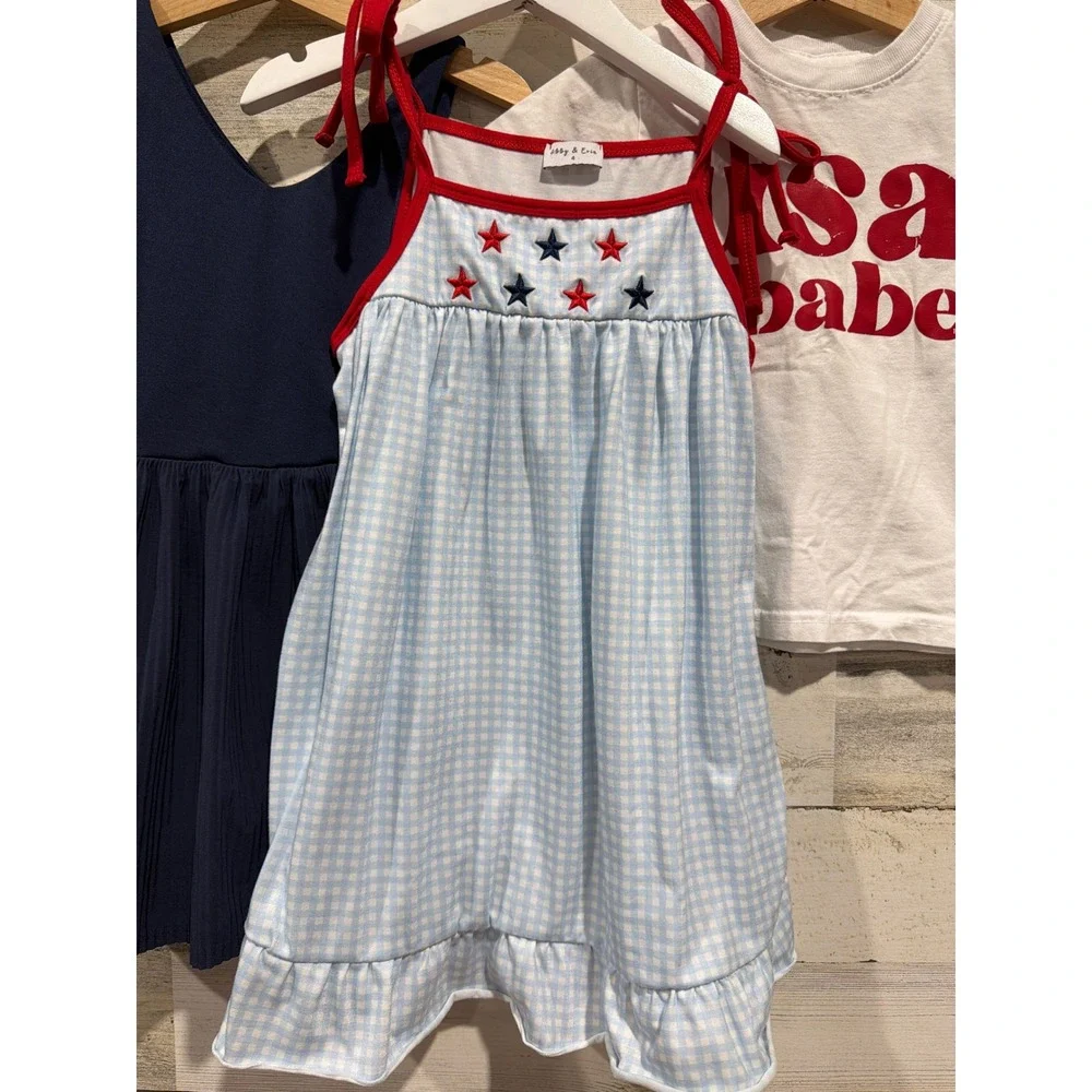 Abby & Evie All In‎ Motion Girls 4 XS Navy Blue White USA Patriotic Bundle EUC